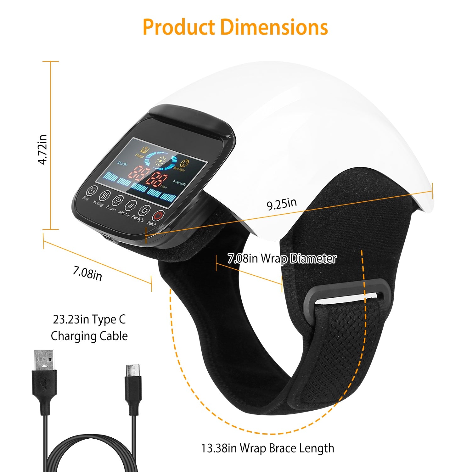 1Pc Electric Rechargeable Knee Massager Infrared Heat Pain Relief Therapy Knee Brace Wrap With Air Pressure Kneading Timer Temperature Adjustment