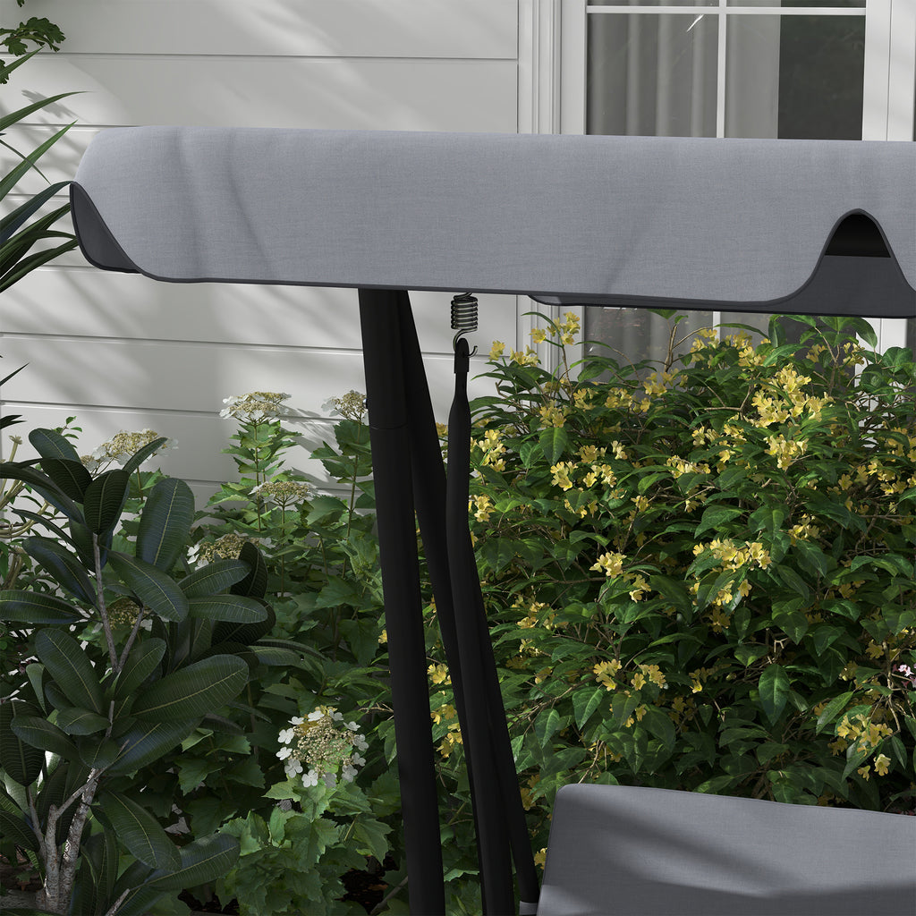 Free Standing Swing Bench, Porch Swing with Stand, Adjustable Canopy, Cushion and Pillows, Dark Gray