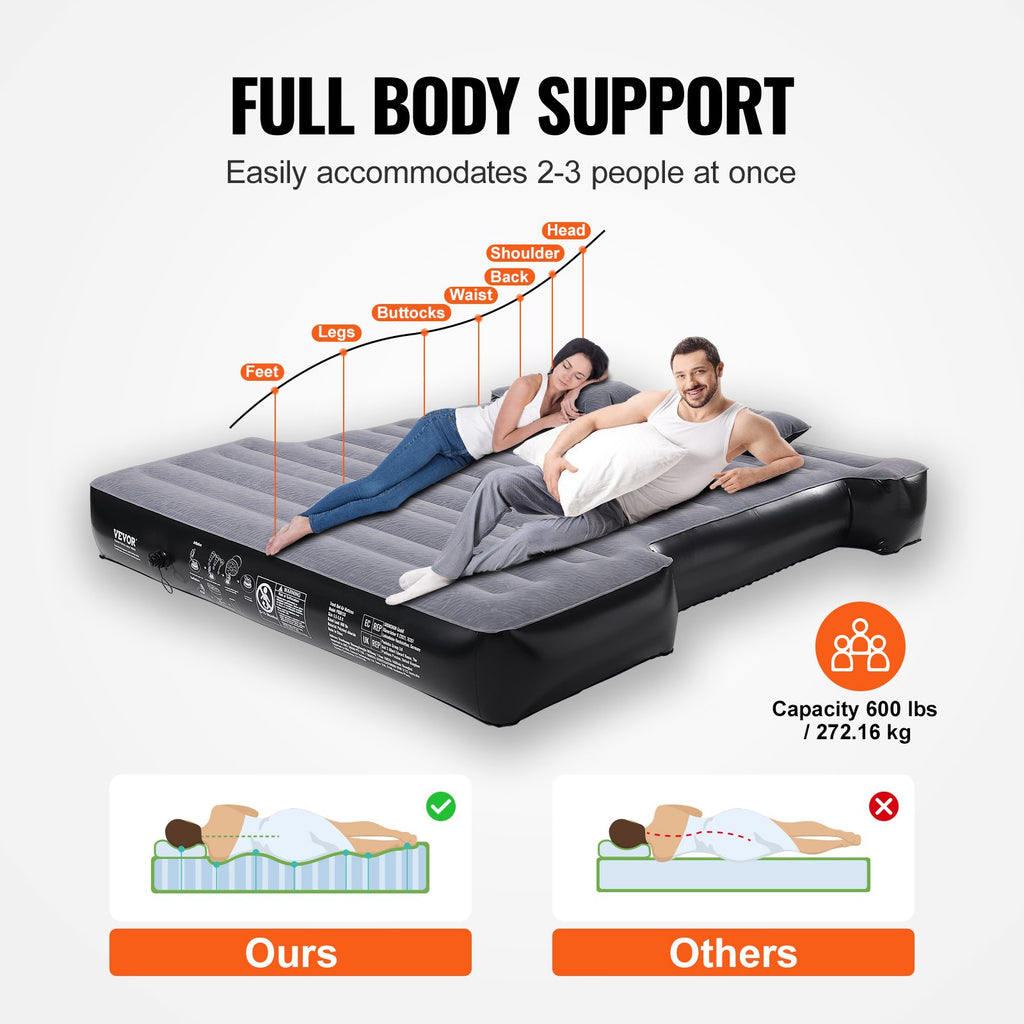 Truck Bed Air Mattress, For 5.5-5.8 Ft Full Size Short Truck Beds, Inflatable Air Mattress Camping Bed With 12V Air  2 Pillows, Carry Bag, For Silverado, RAM, F Series, Sierra, Titan, Tundra